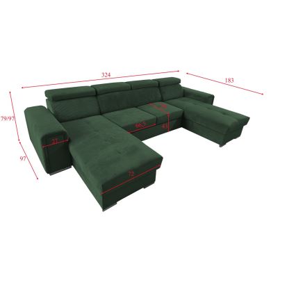 Sovesofa med universal U-formet hjørne og opbevaringsplads SALVADA grøn