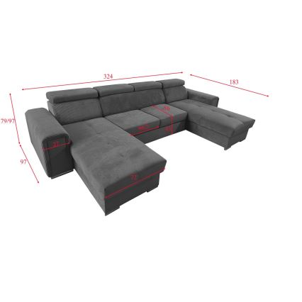 Sovesofa med universal U-formet hjørne og opbevaringsplads SALVADA mørkegrå