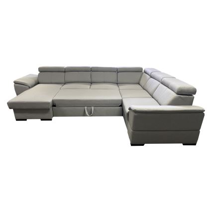 Sovesofa med universal U-form og opbevaringsplads GRANADA lys grå
