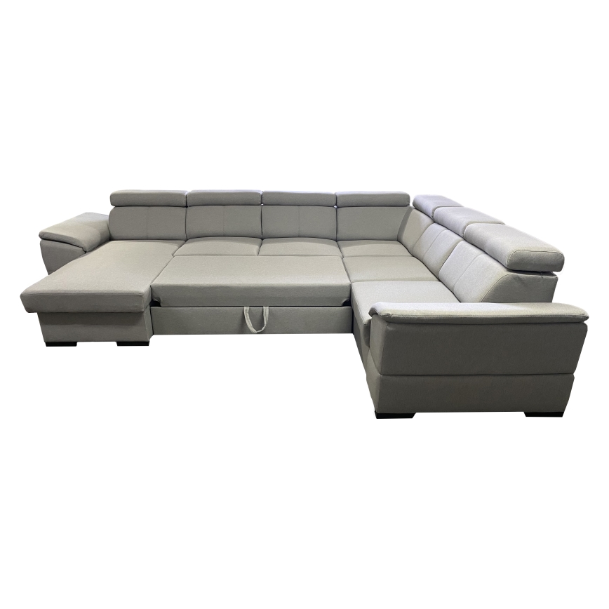 Sovesofa med universal U-form og opbevaringsplads GRANADA lys grå
