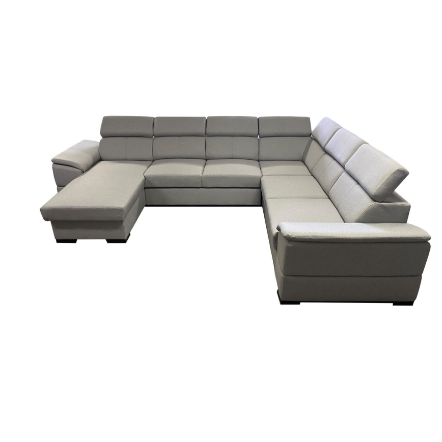 Sovesofa med universal U-form og opbevaringsplads GRANADA lys grå