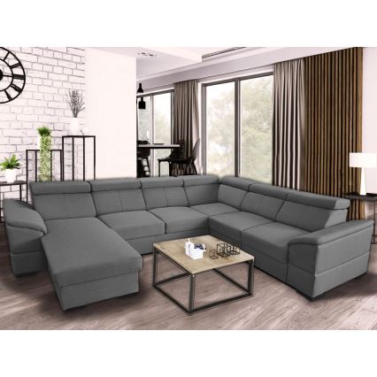 Sovesofa med universal U-hjørne og opbevaringsplads GRANADA mørkegrå