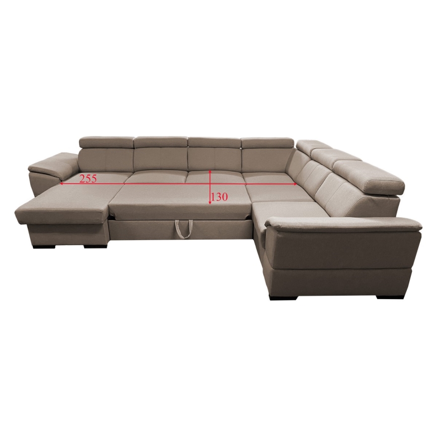 Sovesofa med universal U-formet hjørne og opbevaringsplads GRANADA beige