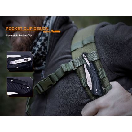 Ruike RUD198PB - Foldekniv 23,1 cm sort