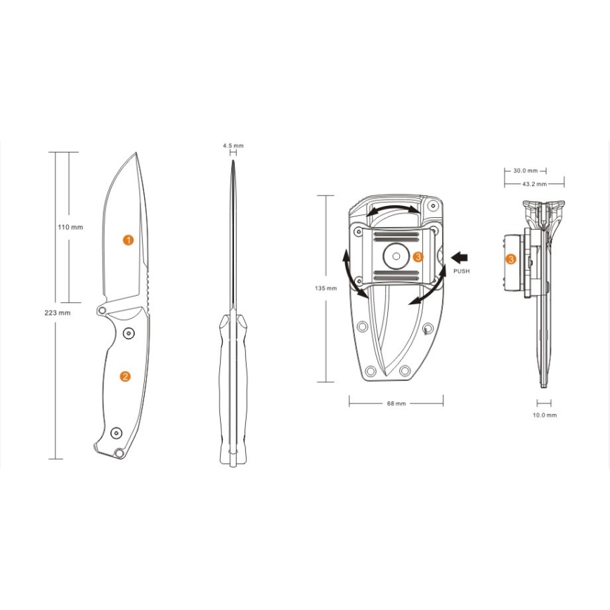 Ruike RUJF118G - Kniv JAGER 22,3 cm grøn