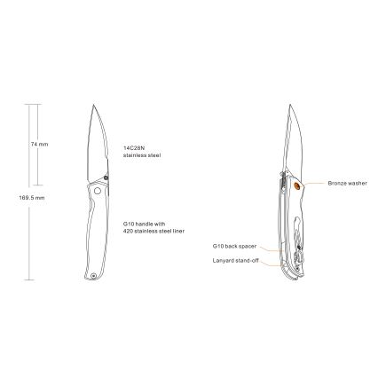 Ruike RUP661B - Kompakt foldekniv 16,9 cm sort