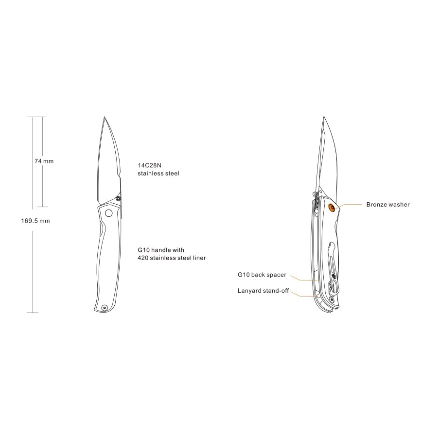 Ruike RUP661B - Kompakt foldekniv 16,9 cm sort