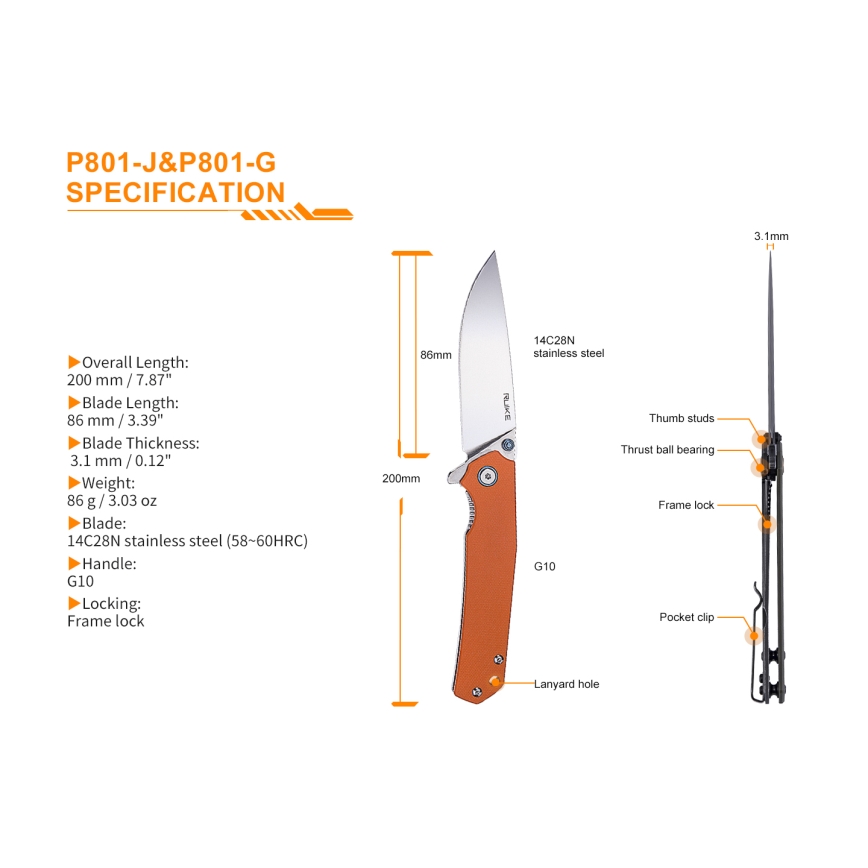 Ruike RUP801G - Foldekniv 20 cm grøn