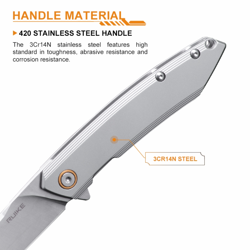 Ruike RUP831SSA - Kompakt foldekniv 19,5 cm sølvfarvet
