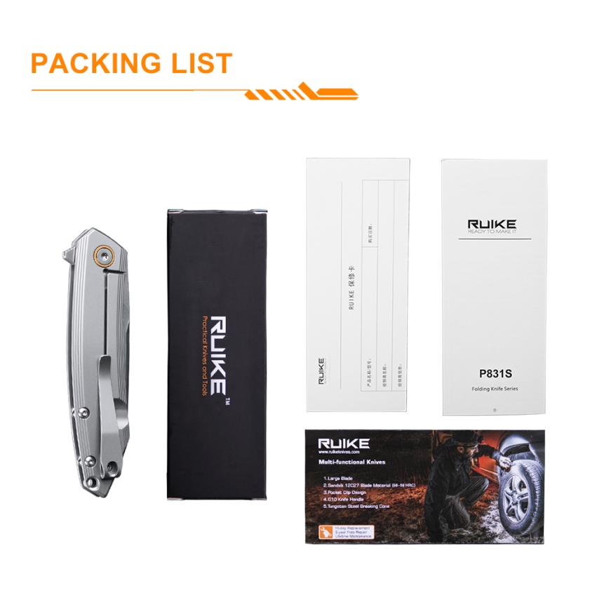 Ruike RUP831SSA - Kompakt foldekniv 19,5 cm sølvfarvet