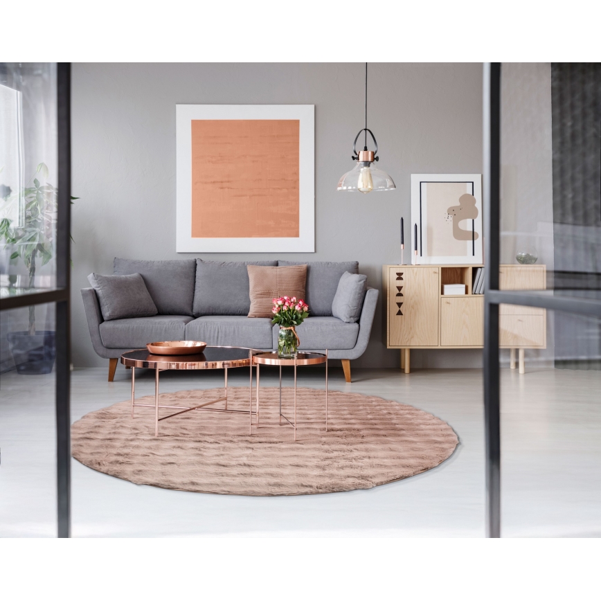 Rundt tæppe RABBIT BUBBLE 160 cm beige