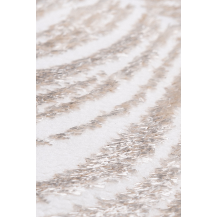 Rundt tæppe SALAMANCA 100 cm beige/hvid med bladmønster