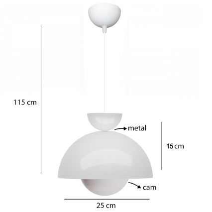 SALVA 1xE27/15W/230V hvid pendel