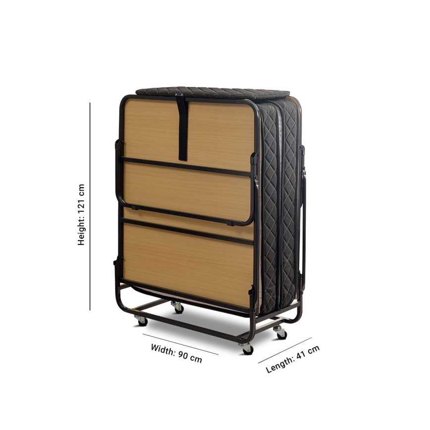 Sammenklappelig enkeltseng i metal med madras HERON 90x204 cm hvid