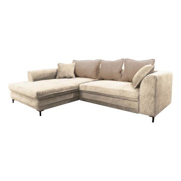 Sammenklappelig hjørnesofa med opbevaringsplads i L-form LAGOA venstrevendt beige/brun