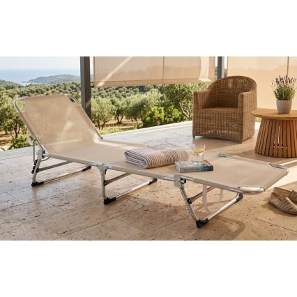 Sammenklappelig justerbar liggestol SUNO 56 x 190 cm, creme
