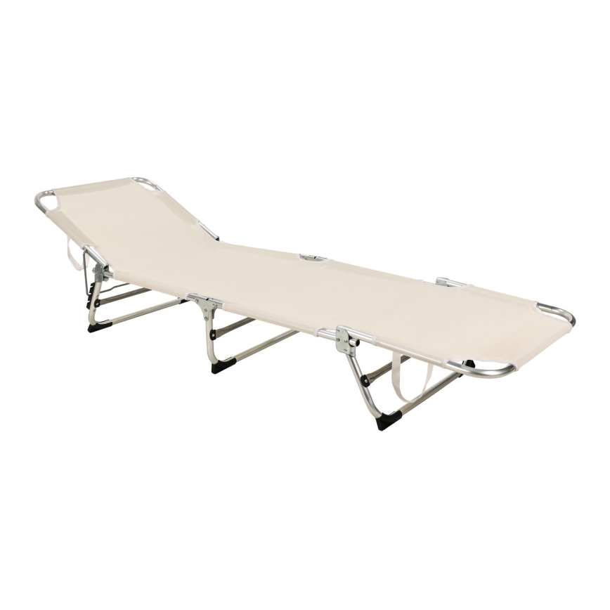 Sammenklappelig justerbar liggestol SUNO 56 x 190 cm, creme