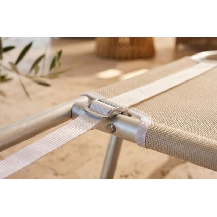 Sammenklappelig justerbar liggestol SUNO 56 x 190 cm, creme