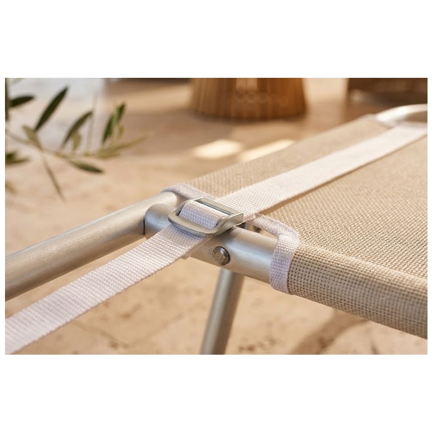 Sammenklappelig justerbar liggestol SUNO 56 x 190 cm, creme