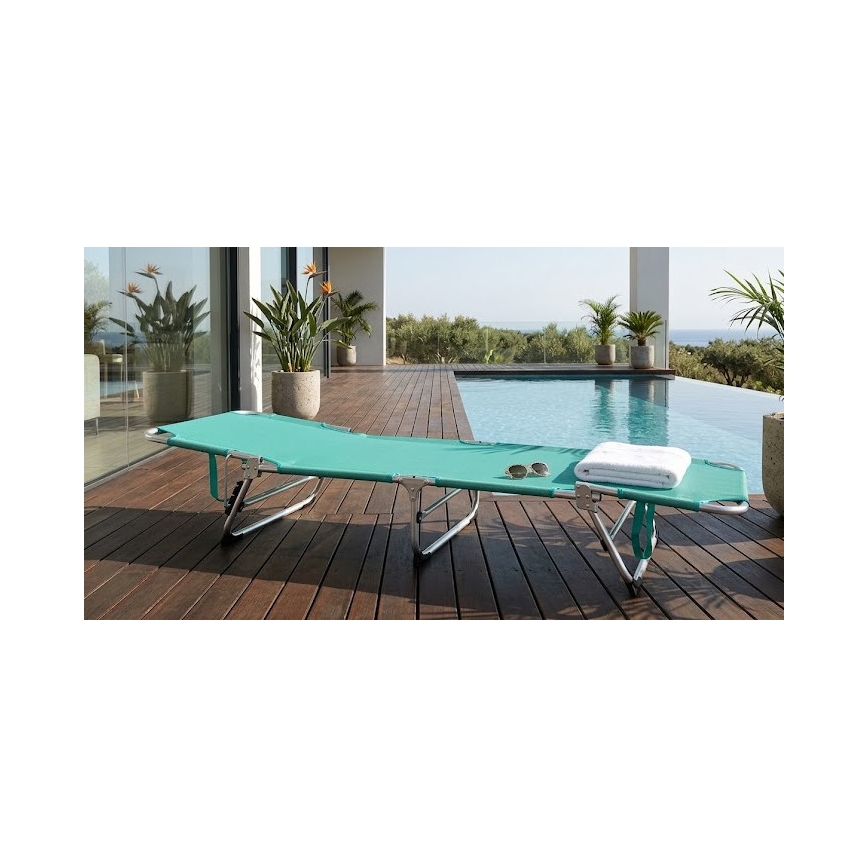 Sammenklappelig justerbar liggestol SUNO 56x190 cm turkis