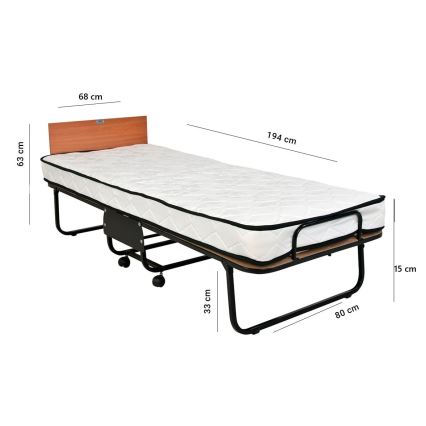 Sammenklappelig metal enkelseng HERON 80x190 cm, hvid, bæreevne 120 kg