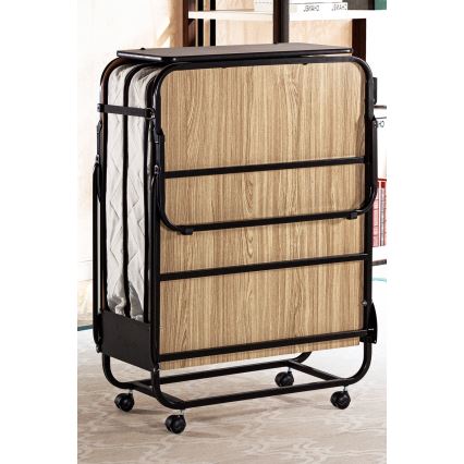 Sammenklappelig enkelseng i metal inkl. madras HERON 80x190 cm hvid, bæreevne 120 kg