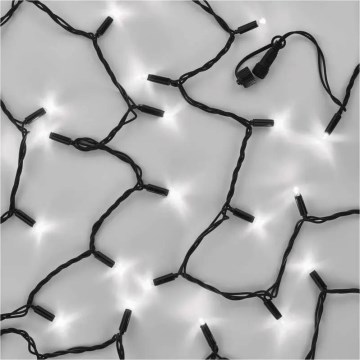 Sammenkoblingsbar lyskæde 100xLED/10m IP44 kold hvid sort