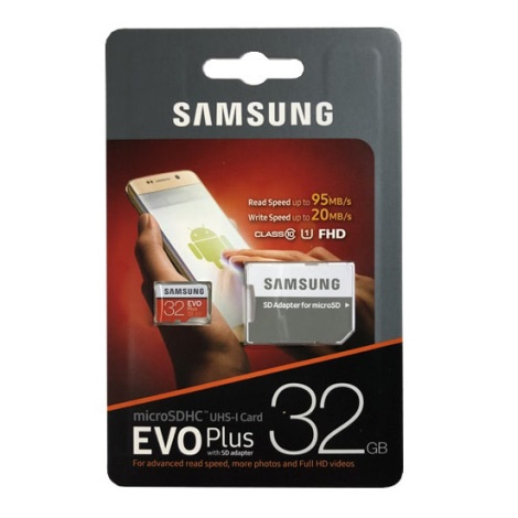 Samsung - MicroSDHC-kort 32GB EVO+ U1 95MB/s + SD-adapter