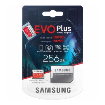 Samsung - MicroSDXC-kort 256GB EVO+ U3 100MB/s + SD-adapter