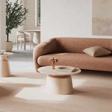 SANTORINI sofabord Ø 70 cm beige/grå/keramik