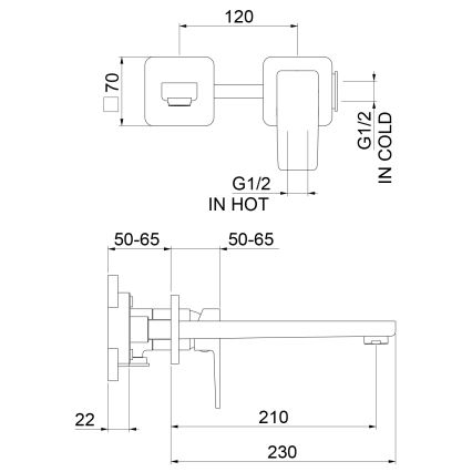 Sapho - 2-huls håndvaskarmatur TURSI mat sort