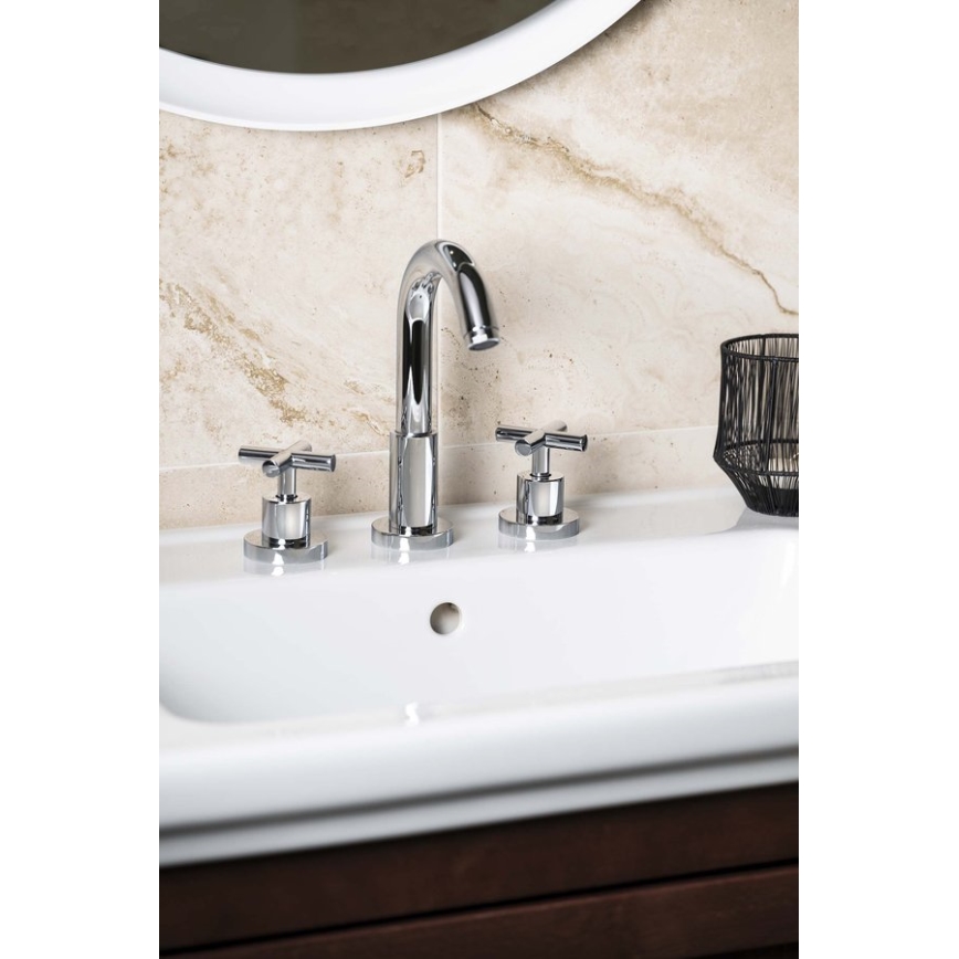 Sapho - 3-huls håndvaskarmatur AXIA RETRO 23,8 cm, poleret krom