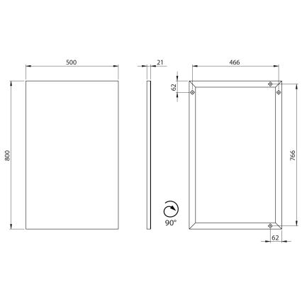 Sapho - AROWANA spejl i ramme 50x80 mat sort