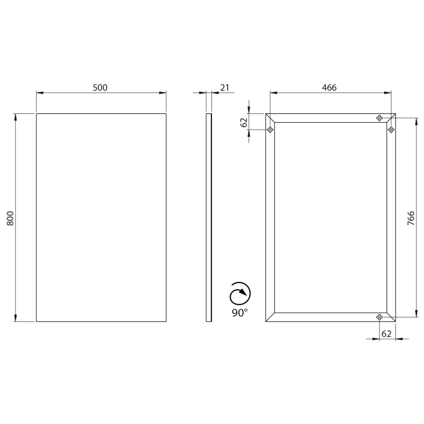 Sapho - AROWANA spejl i ramme 50x80 mat sort