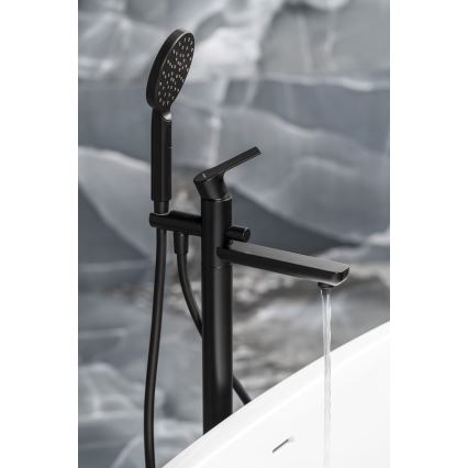 Sapho - Badekarssæt med blandingsbatteri PAX mat sort