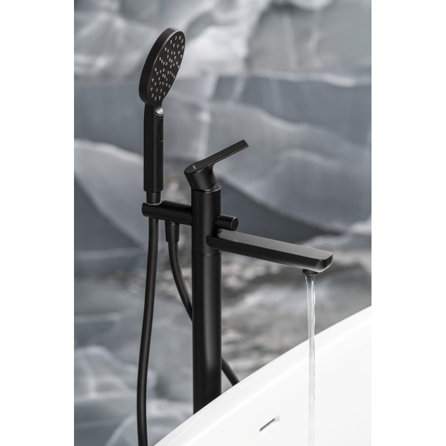 Sapho - Badekarssæt med blandingsbatteri PAX mat sort