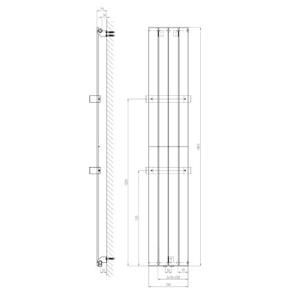 Sapho - Badeværelsesradiator COLONNA 180x30 cm, hvid
