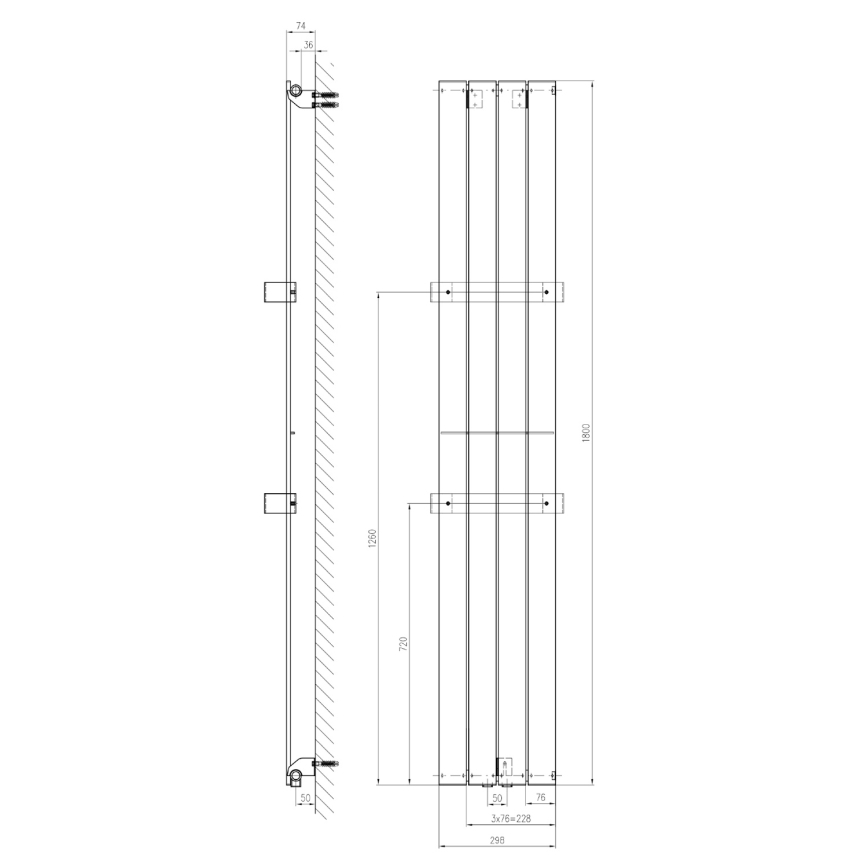 Sapho - Badeværelsesradiator COLONNA 180x30 cm, hvid