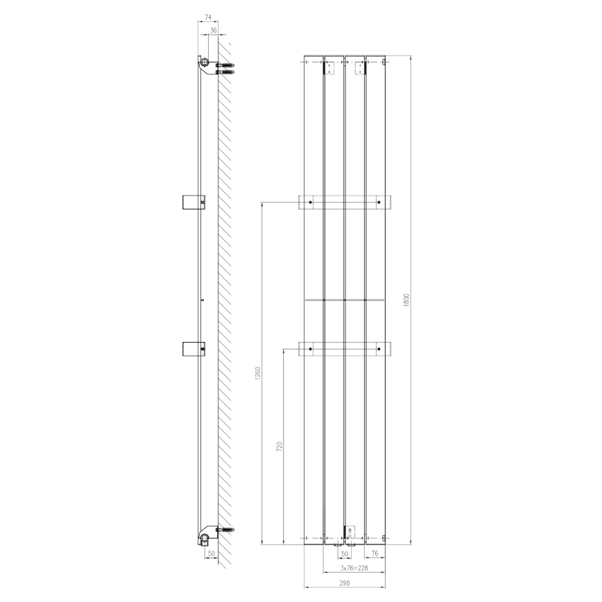 Sapho - Badeværelsesradiator COLONNA 180x30 cm sølv