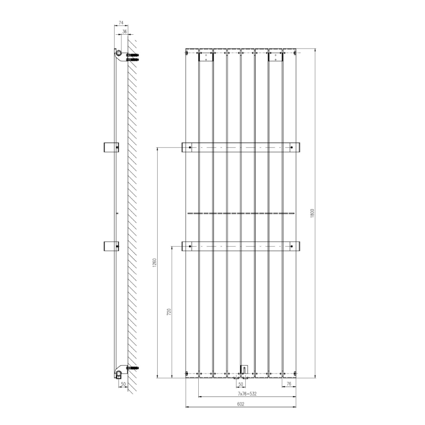 Sapho - Badeværelsesradiator COLONNA 180x60 cm hvid