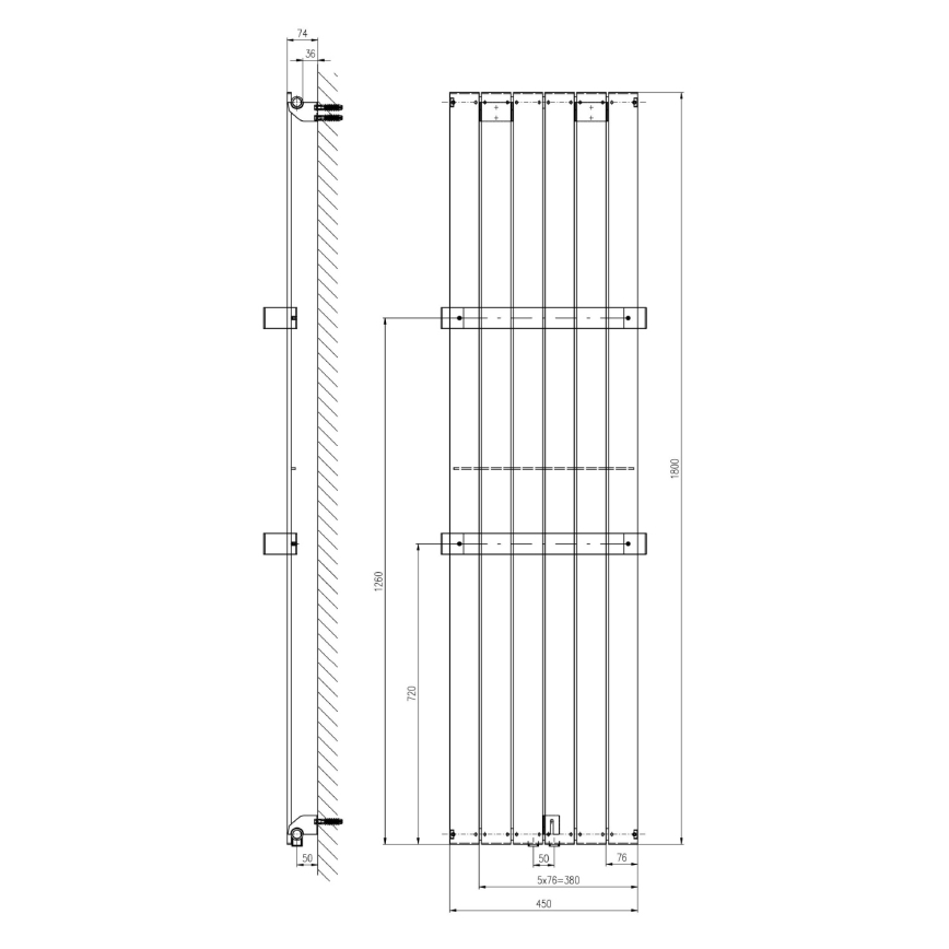 Sapho - Badeværelsesradiator COLONNA 910W/230V 45x180 cm hvid