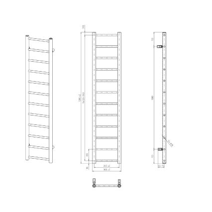 Sapho - Badeværelsesradiator DINA 138x30 cm mat sort