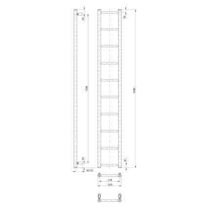 Sapho - Badeværelsesradiator DINA 168x25 cm mat sort