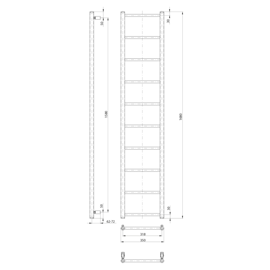 Sapho - Badeværelsesradiator DINA 168x35 cm mat sort