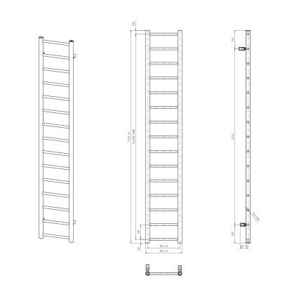 Sapho - Badeværelsesradiator DINA 174x30 cm mat sort