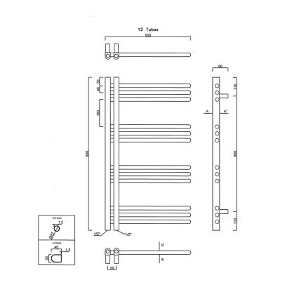 Sapho - Badeværelsesradiator DORLION 90x50 cm mat sort