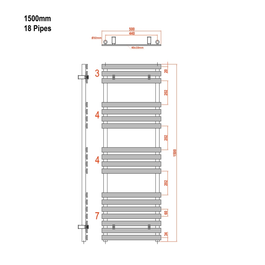 Sapho - Badeværelsesradiator JALOUSI 150x50 cm hvid