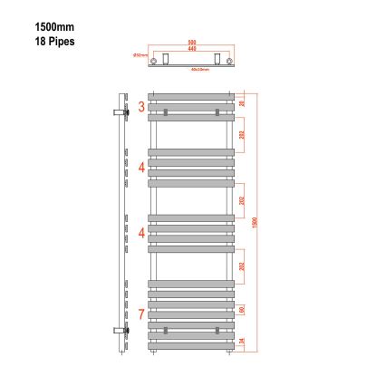 Sapho - Badeværelsesradiator JALOUSI 765W/230V 50x150 cm hvid