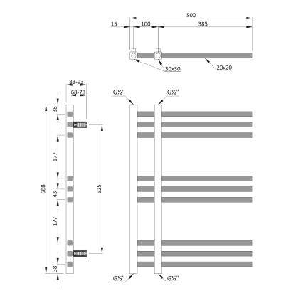 Sapho - Badeværelsesradiator MAGDALENA 241W/230V 50x69 cm poleret krom