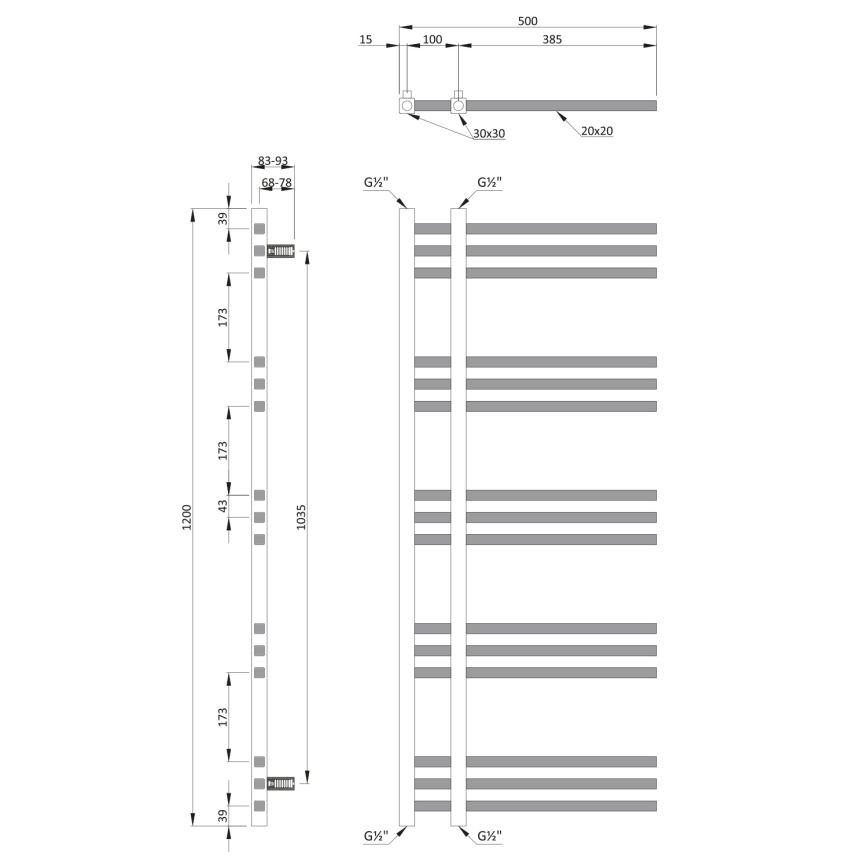 Sapho - Badeværelsesradiator MAGDALENA 408W/230V 50x120 cm i poleret krom